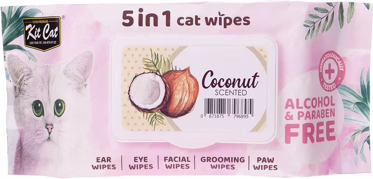 Kit Cat 5-in-1 Coconut Scented Cat Wipes.avif